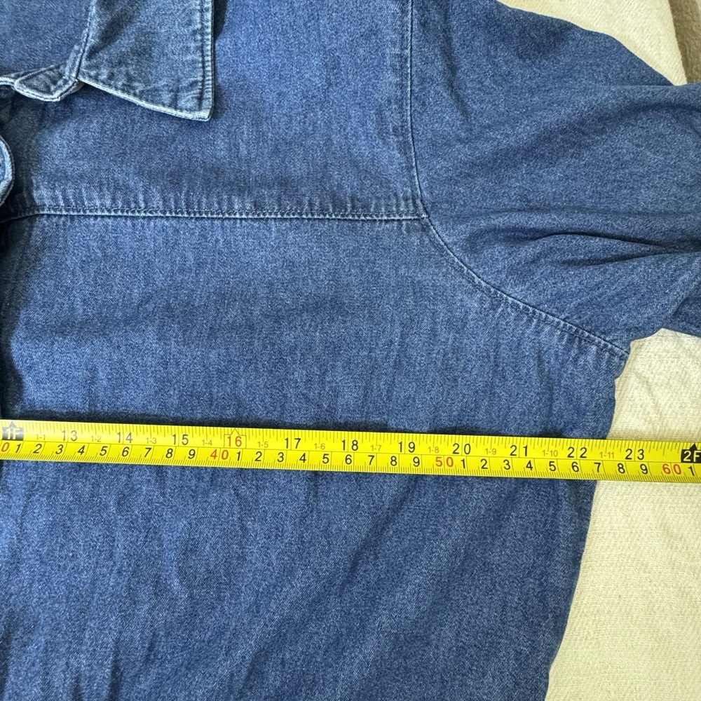 VTG Denim Midi Shirt Dress Womens 18 Long Sleeve Buttons Modest Prairie Cottage - Picture 9 of 14